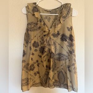 CAbi Women’s Floral Style #149 "Tranquil" Sleeveless Ruffle Top